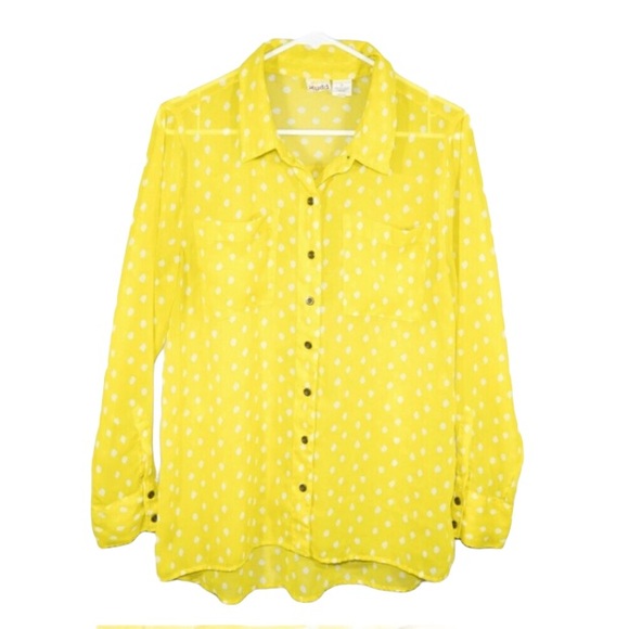 Mudd Yellow sheer polka dot blouse - Picture 10 of 10